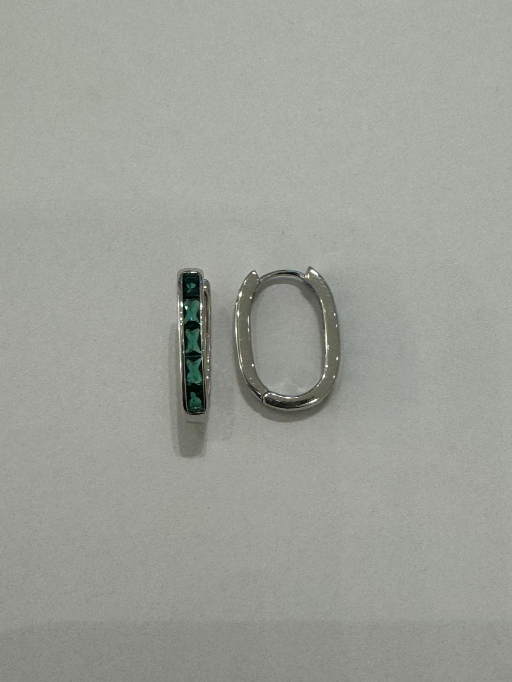 Emerald/Clear Zircon Hoops