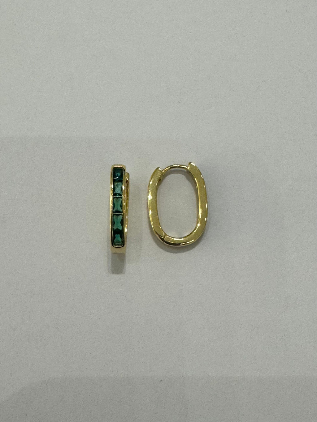 Emerald/Clear Zircon Hoops