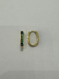 Emerald/Clear Zircon Hoops
