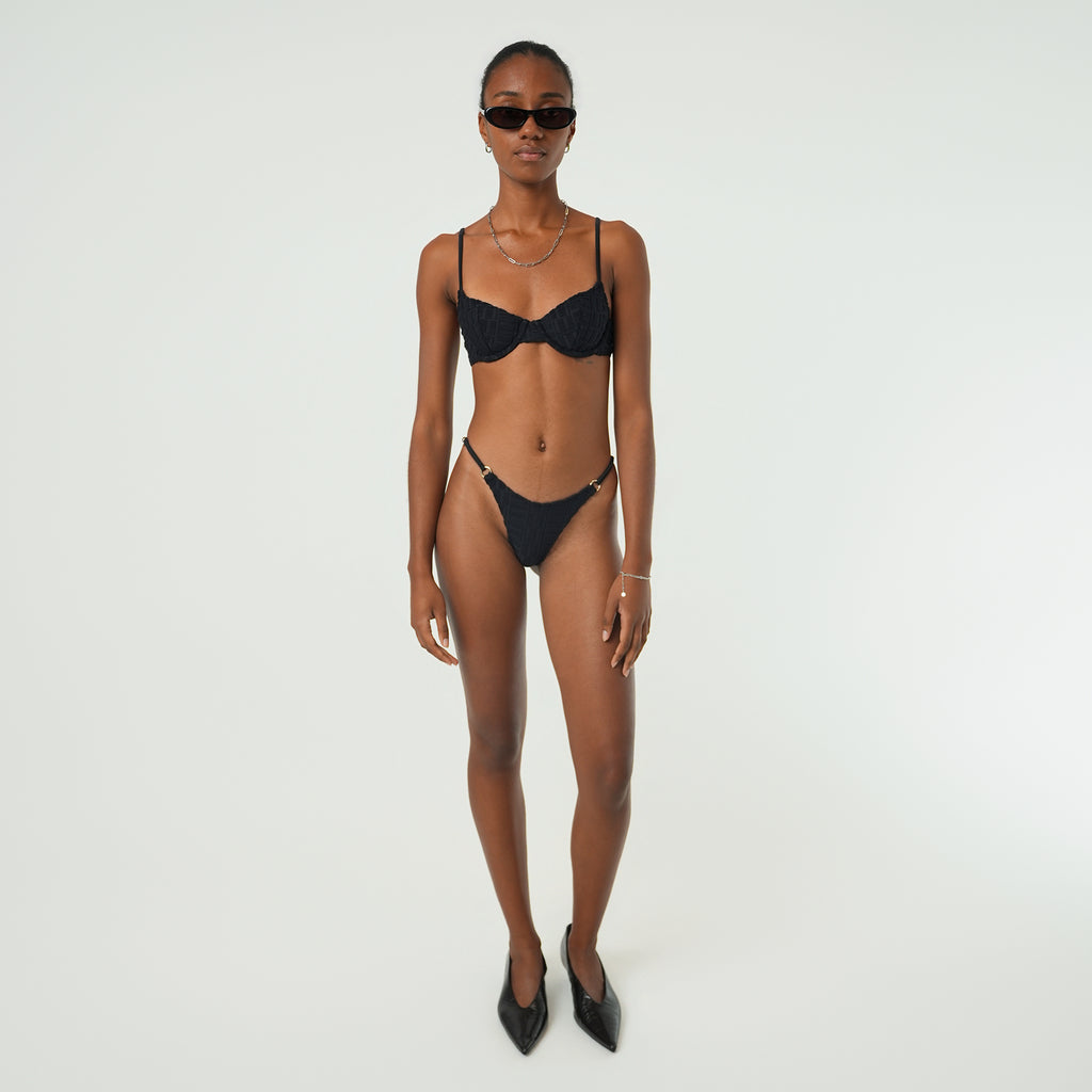 St.St Debbie Adjustable Strap Toweling Bottom Black