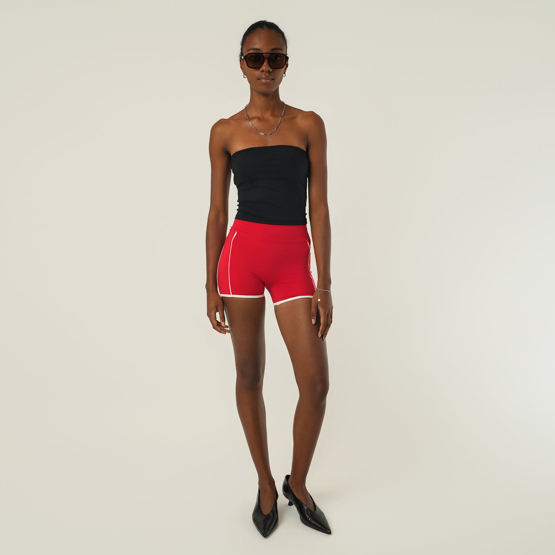 Pin Stripe Shorts - Red