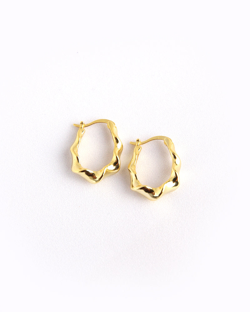 Indigo Wavey Hoop - Gold