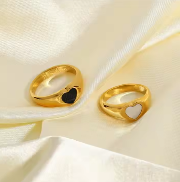 Heart Signet Zircon Ring - Gold