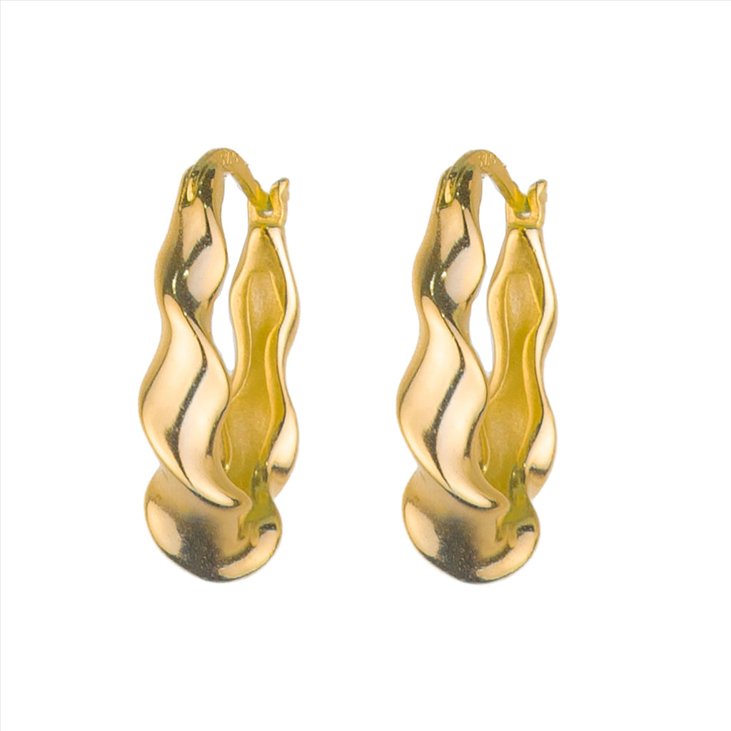 Indigo Wavey Hoop - Gold