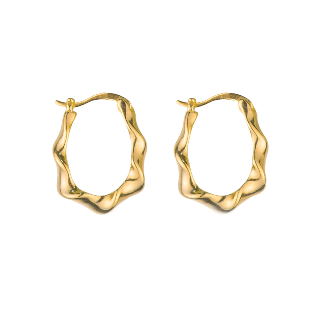 Indigo Wavey Hoop - Gold