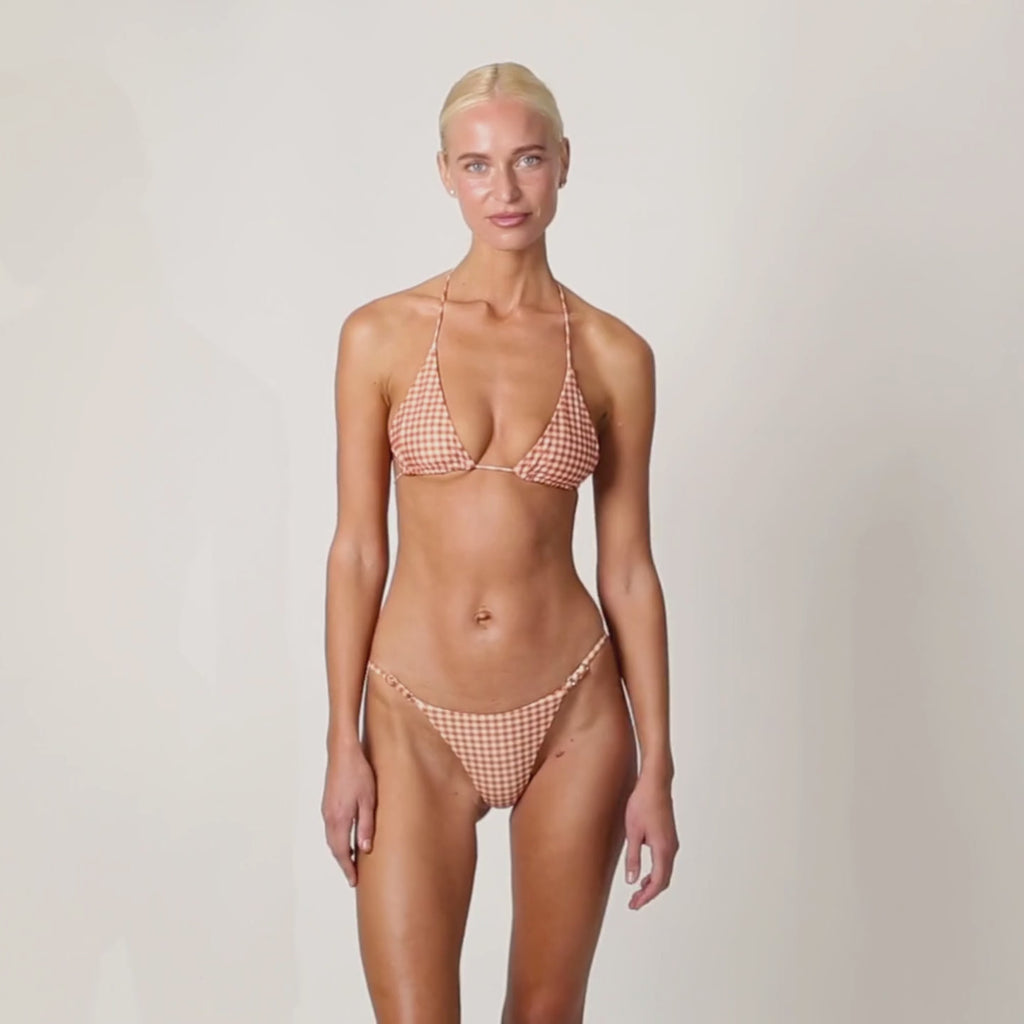 St.St Signature Eco Thong Bikini Bottom- Earth Gingham