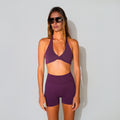 Halterneck Twist Sports Bra - Purple
