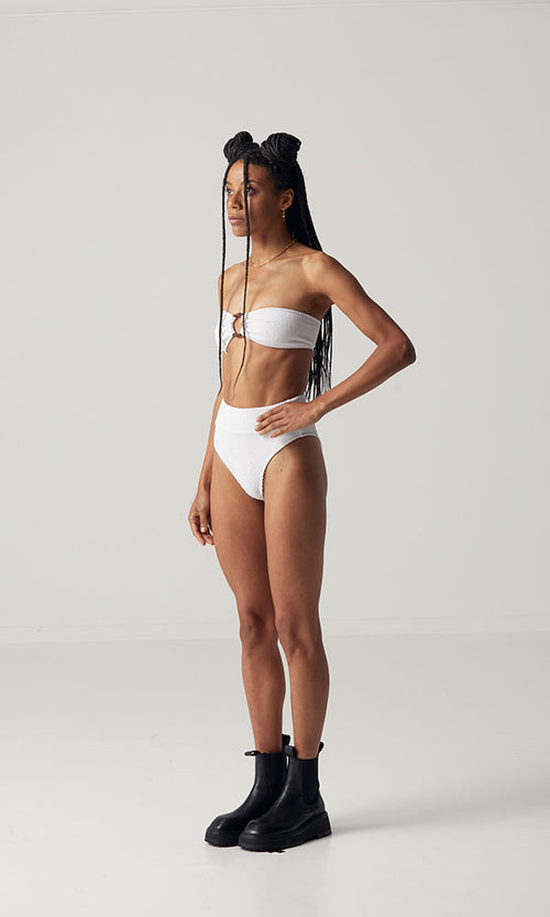 Crinkle High Waist Bottoms - White